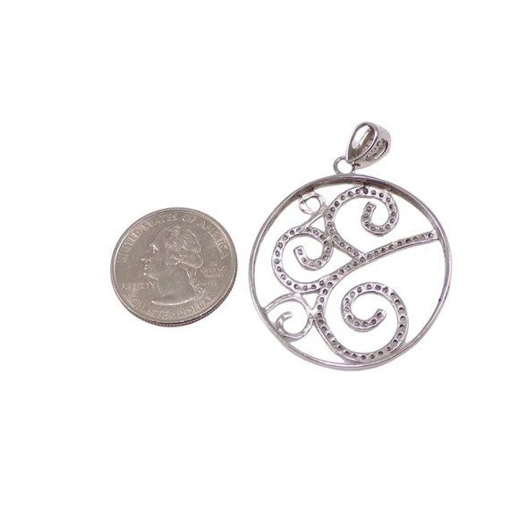 Sterling SIlver Clear CZ Large Swirl Pendant - Picture 3 of 3